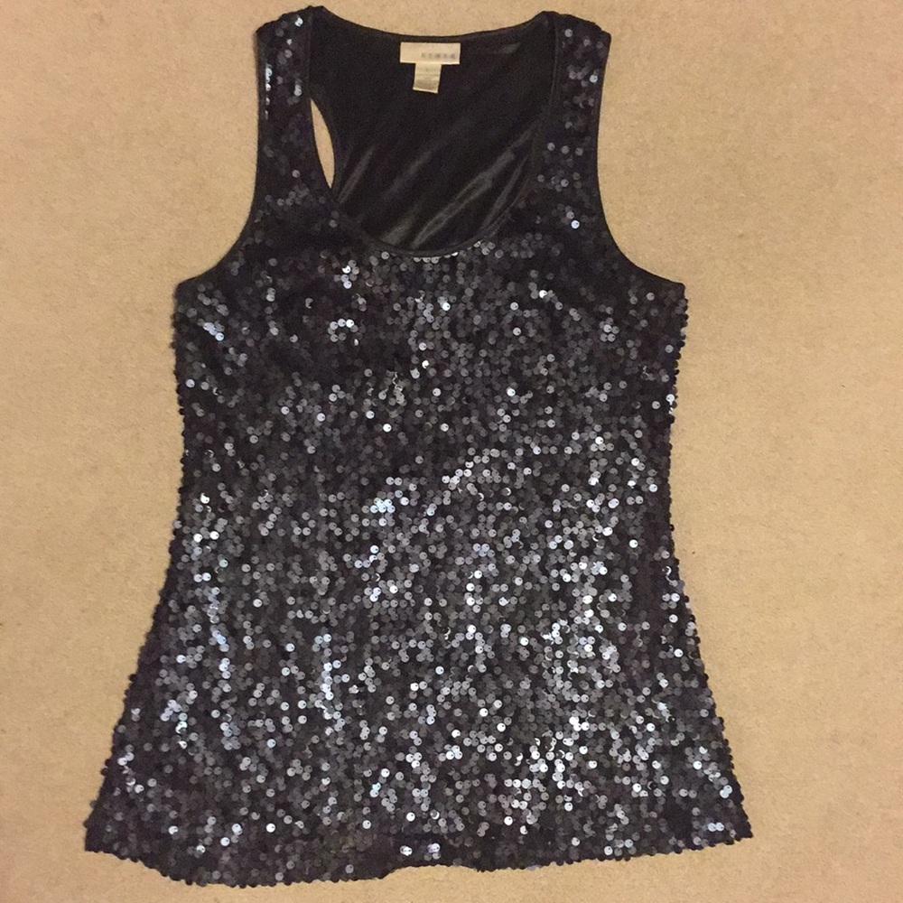 Kenar Black Racer Back Sequined Top